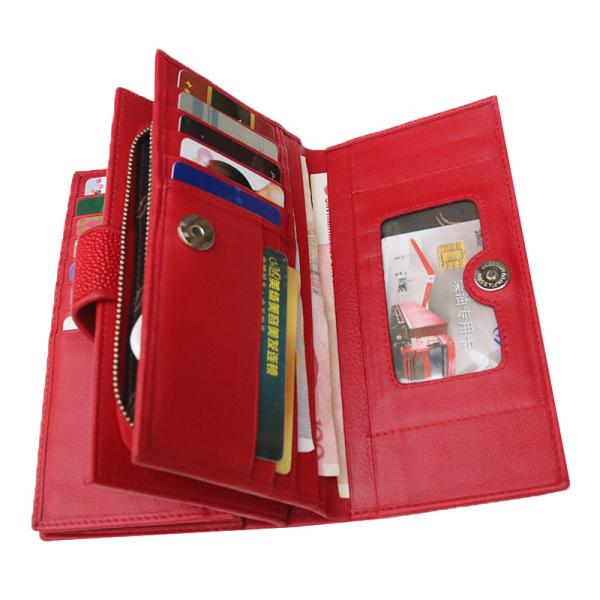 Authentic Real Stingray Skin Women's Long Red Wallet Lady Card Holders Genuine Leather Female Large Phone Clutch Purse