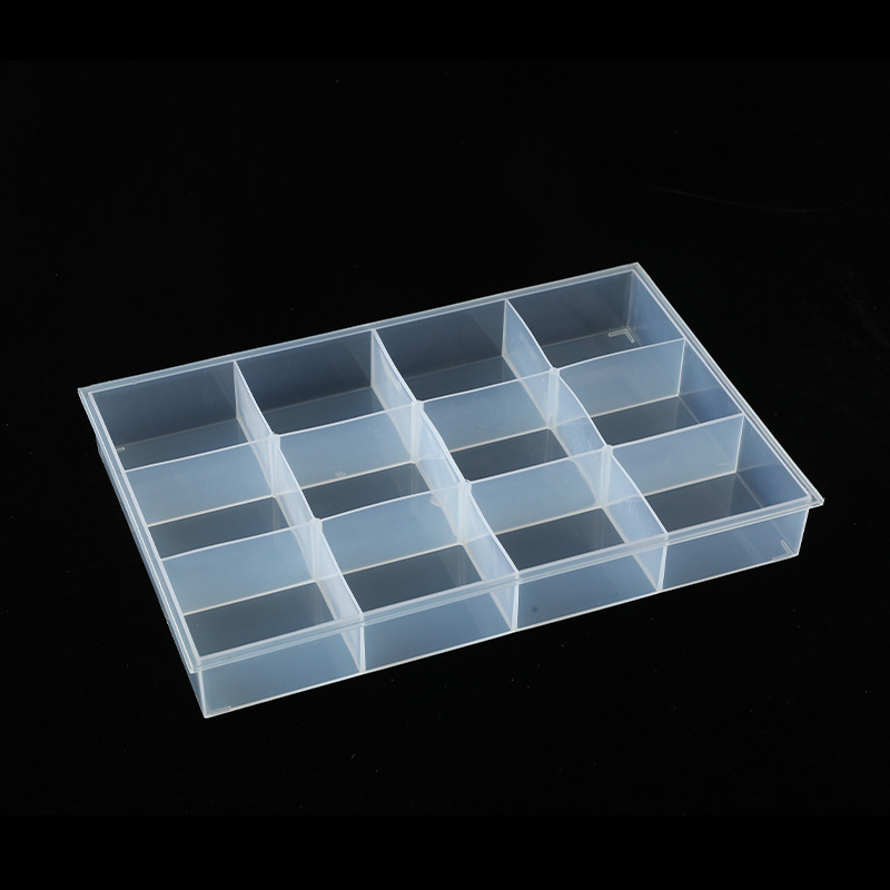 Factory Direct Modern Design 12-Grids Transparent PP Storage Box Bead Jewelry Display Case with Fixed Cover Injection Technics