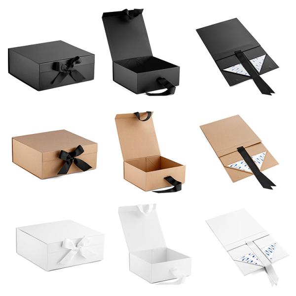 Luxury Rigid Paper Gift Box , black foldable box  1200 greyboard wrap black or brown papers