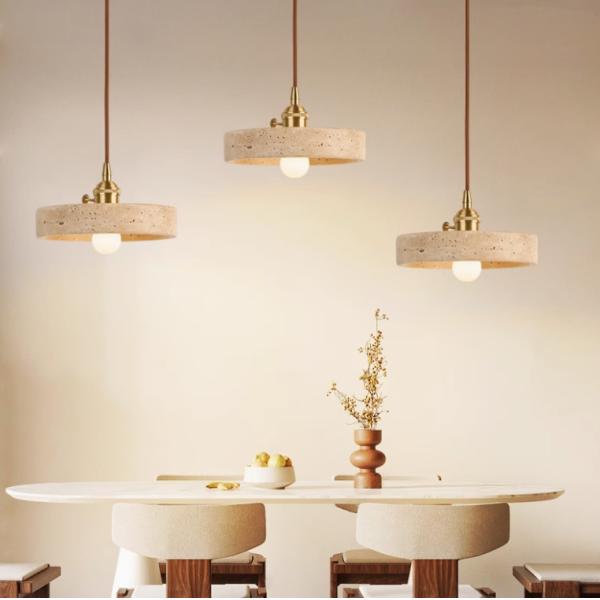 Yellow travertine wooden pendant lamp bedroom for home decorator interior stone pendant lamp