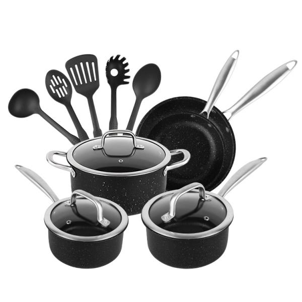 New Arrival Kitchen Stainless Steel 13 Pieces Nonstick Cookware Set Triple-layer Steel Cooking Pot Set