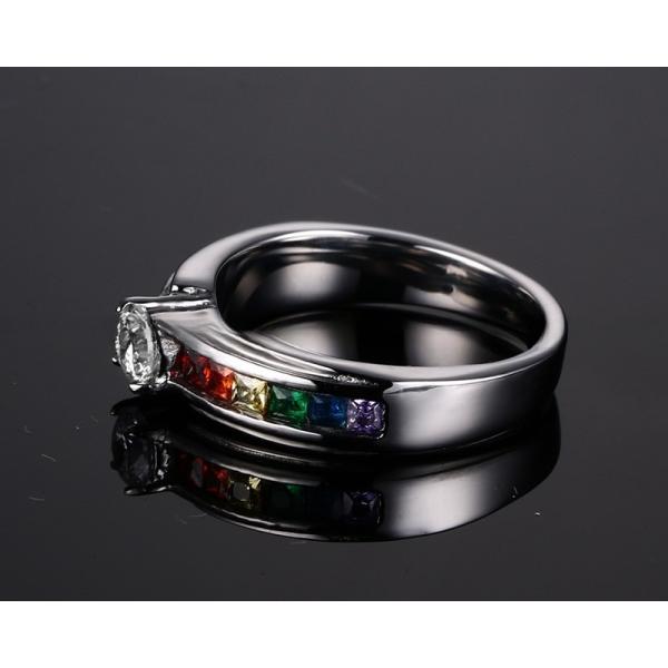 Anneaux de mariage en acier inoxydable avec incrustation de zircons et pierres CZ six couleurs