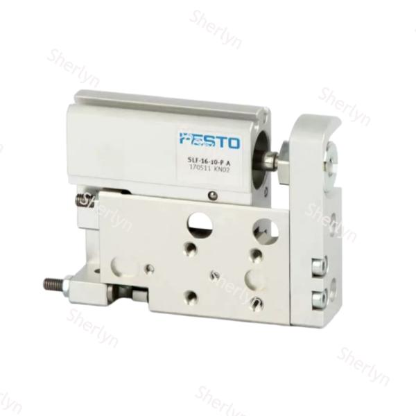 Space Optimized Mini Linear Drive FESTO SLF-10-30-P-A 170507, 10Bore 30Stroke Oxidized Aluminum Ball Bearing Guided Cylinder With Tunable End Stop Cushion