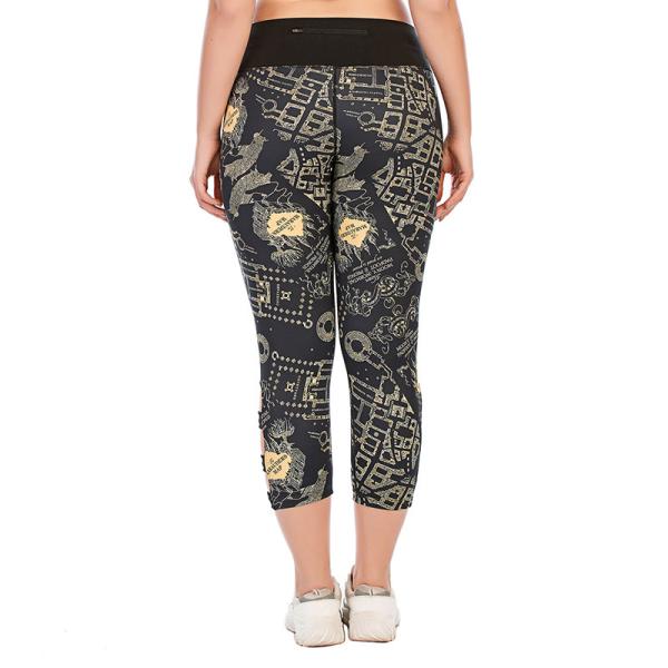 Oversized Printed Hollow Out Yoga Pants Women Breathable Gym Leggings
