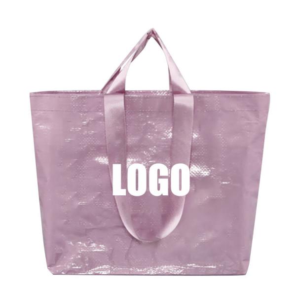 Custom Logos Medium Size Reusable Waterproof Pp Woven Laminated Shopping Tote Bags