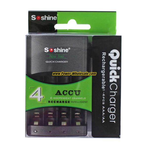 Soshine U1 1-4 pcs AA/AAA Intelligent Battery Charger With Delta V for 10440, 14500 NiMh / NiCd batteries