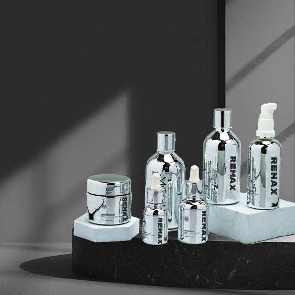 60g 20ml 30ml 100ml 120ml 150ml Silver-Plated Glass Cosmetics Packaging Lotion Dropper Bottle And Cream Jar Set