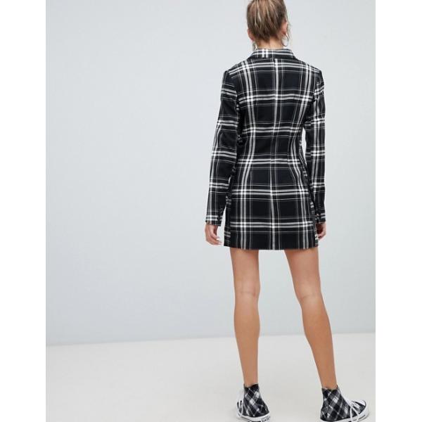 OEM high quality girls multi check print blazer dress