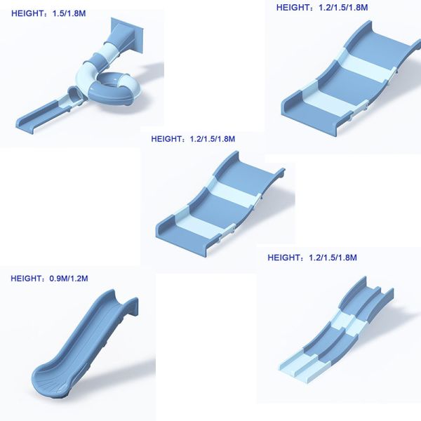 Custom Modular Water Slides for Water Houses FRP  304 Stainless Steel  Straight Spiral  Wide Slides