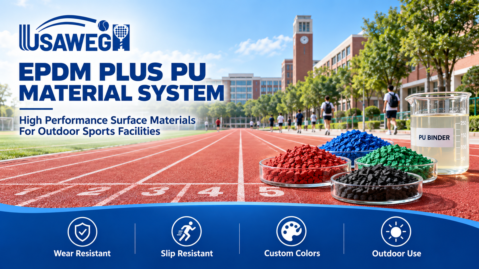 Customizable EPDM Track Surface With Excellent Abrasion And UV Resistance