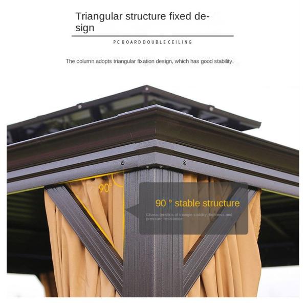 Aluminium Frame Windbreaks Waterproof Gazebo Canopy With Hardtop 3*4m