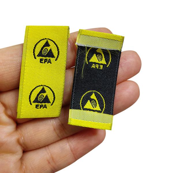 Signe d'avertissement ESD antistatique de l'EPA Embroidery Tissu adhésif de salle blanche Étiquette de vêtements Accessoires