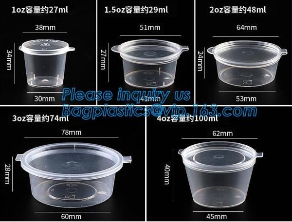 Disposable Sauce Cups With Lid Food Storage Containers Boxes Package Box&Lid Portable Disposable Portable Plastic Cups