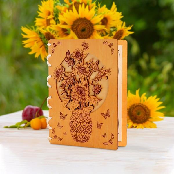 Carte en bois de tournesol avec un design unique pour un anniversaire de mariage Carte d'anniversaire joyeux Carte de voeux en bois pour montrer votre gratitude