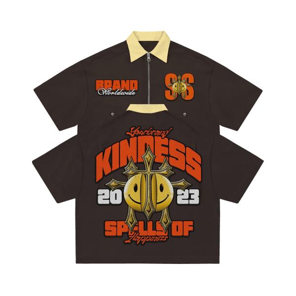 Impressão em tela de logotipo personalizado T-Shirt com feixe cortado em tecido de algodão 100% para roupas de rua