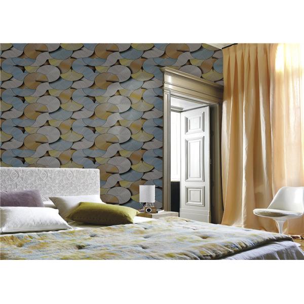 Washable 3D PVC Wallpaper , Geometric Textured Wallpaper For Wall Decoration