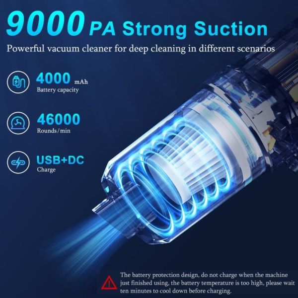 4000mAh Portable Mini Vacuum Cleaner Rechargeable Vacuum Cleaner For Car