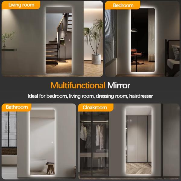 xplosion Proof Frameless Backlit Bathroom Mirror Full Length Rectangle LED Bathroom Mirror