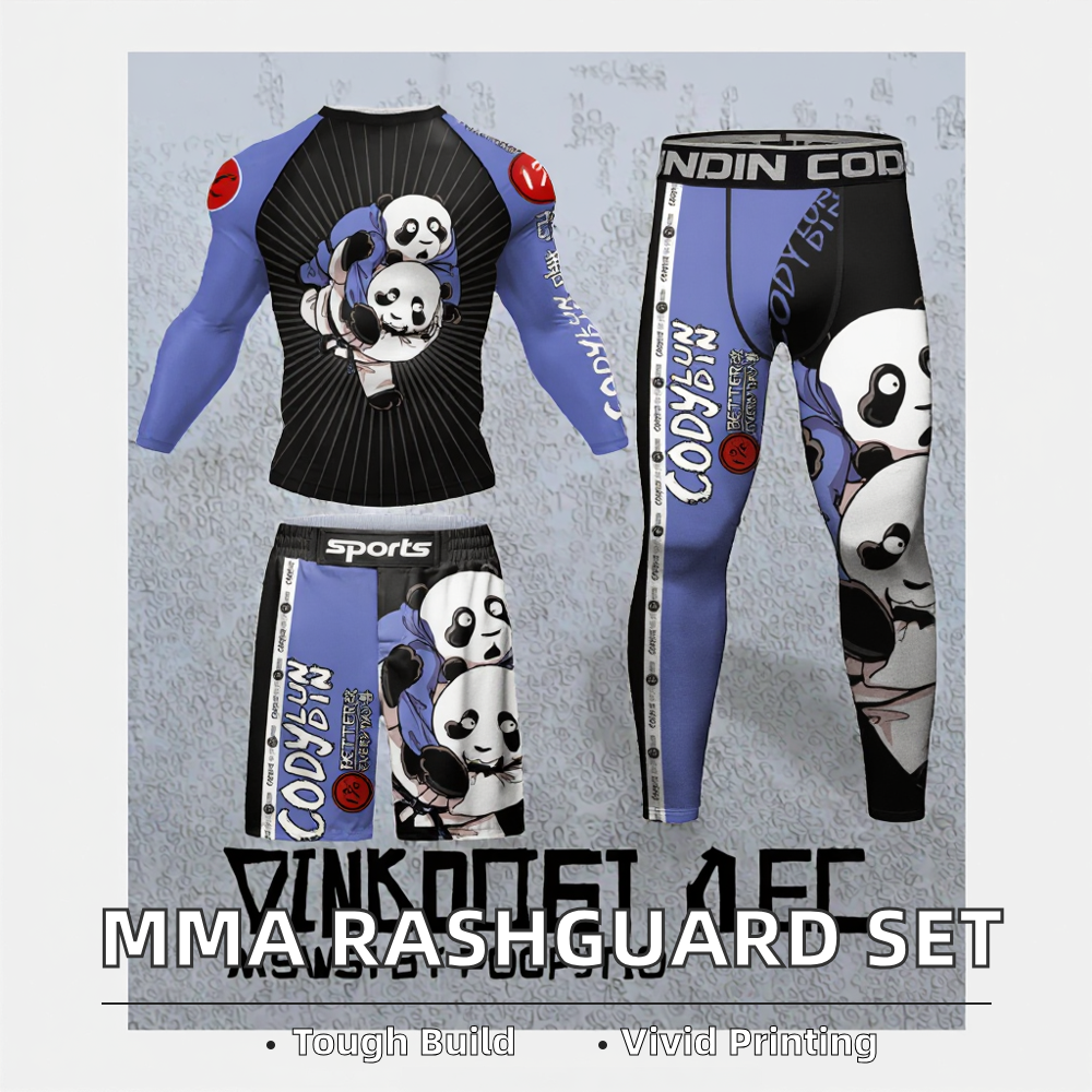 UPF50+ Anti Bacterial No Gi Clothes Quick Dry Compression Set For MMA And Jiu Jitsu