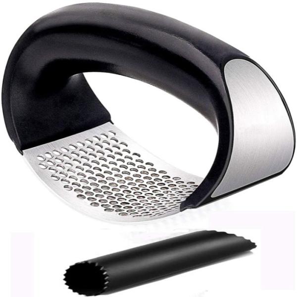 Stainless Steel Garlic Mincer Crusher and Peeler Garlic Press Rocker Kitchen Supplies