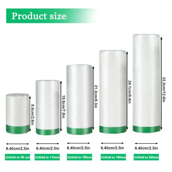 PE Plastic Film Transparent Crepe Paper Spray Painting Covering Car Taped Masking Film