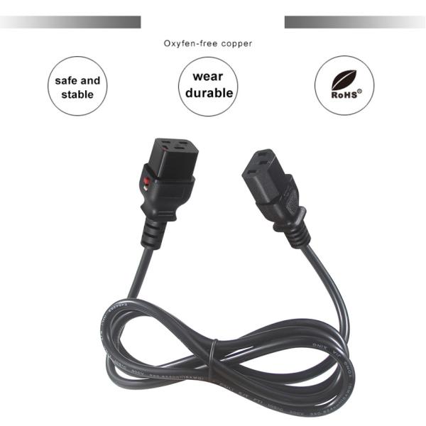 KUNCANロック可能な模造電源コード Iec 320ロックC19からC13プラグACケーブル