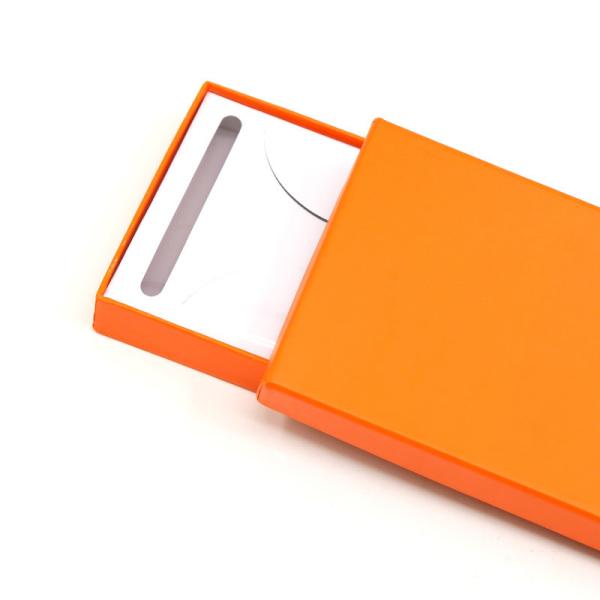 Rigid Rectangular Gift Box Orange Lid And Base Packaging Box For Ties And Accessories