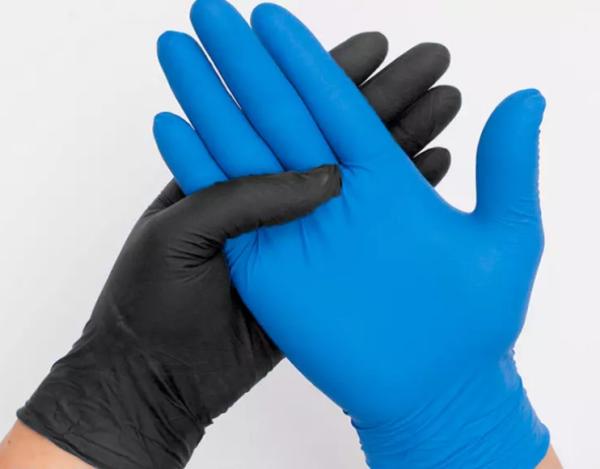 Breathable Blue Black Disposable Medical Gloves 100% Nitrile Hand Gloves Size S To XL