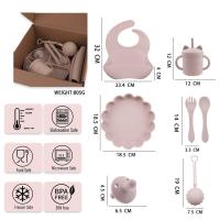 Boîte personnalisée pour les enfants tout-petits en silicone ensemble de vaisselle avec tasse plaque bol cuillère biberon fourchette
