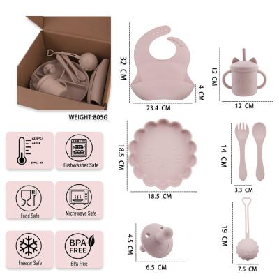 Pacote de caixa personalizada para crianças bebê de silicone Servidores de mesa Conjunto Com Copa Prato Bowl colher de bife