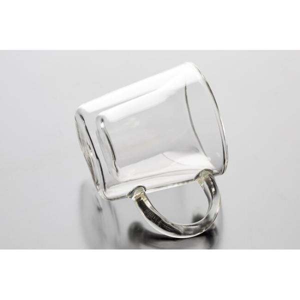 Hand Blown 70ml Double Wall Espresso Glass Cups Clear 2.5 Ounce With Handle