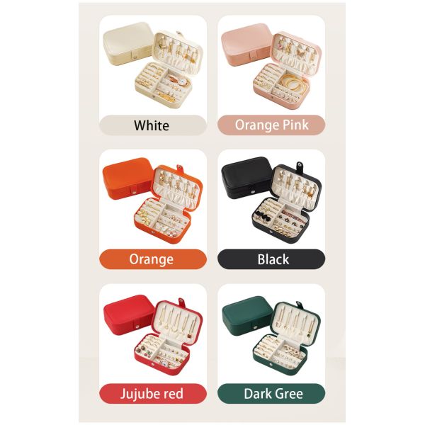 Green PU Leather Jewelry Organizer Box with Velvet Lining 16 × 11 × 5 cm Compact Travel Storage Case