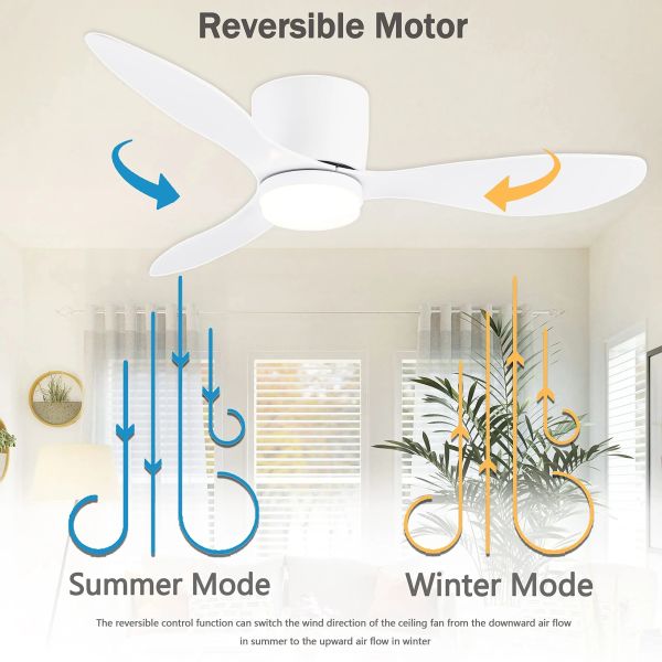 DC motor Large Air Volume Remote Control for Kitchen Bedroom Dining room Modern Ceiling Fan with LED Light (WH-VLL-34)