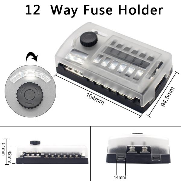Недостаток держателя коробки взрывателя ATC ATO автомобиля плавкой части предохранителя лезвия 12 путей с водоустойчивым защитным чехлом