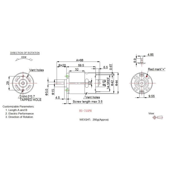 24v 12 Volt DC Motor High Torque , RS 775 DC Motor 42mm Diameter For Power Tools
