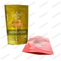 Sacos de plástico de qualidade alimentar com entalhes de rasgo para embalagens de nutrientes laminados em mate, de três lados, fechados, bolsas redondas