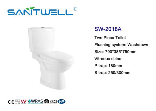 Modern 2 Piece Toilet Close Coupled Pipe Glazed With Washdown Flushing System