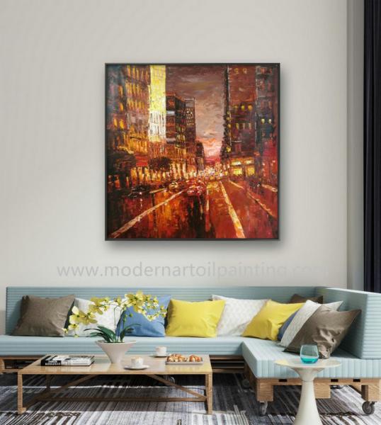 Cityscape Palette Knife Oil Painting Modern Street Oil Paintings For Decoration