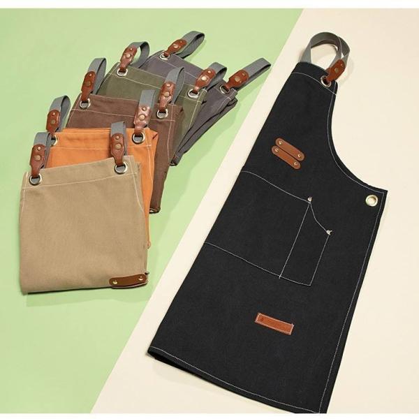 OEM/ODM Acceptable Waxed Canvas Utility Apron for Restaurant Coffee Shop Gardening