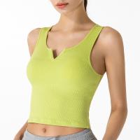 Top de funcionamiento del chaleco de la yoga del algodón del ODM de las camisetas sin mangas del entrenamiento con cuello de pico de la aptitud para las mujeres