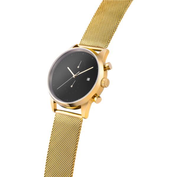 Gold plated stainless steel water proof minimalist watch chronograph two eyes