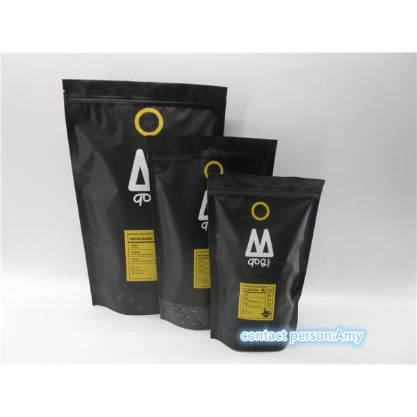 Custom printed matte black coffee bag packaging pouch / sachet
