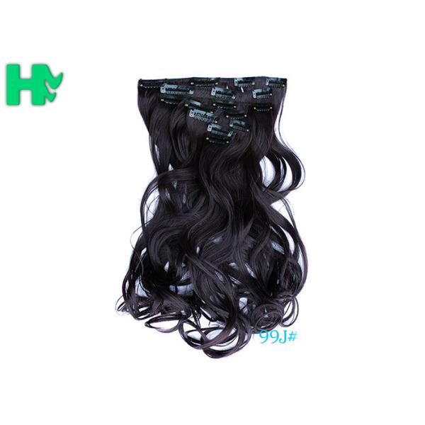 Black Curly Synthetic Clip In Hair Extensions Human Hair Wefts