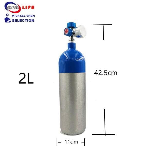 2L socorro primeiro o recipiente de alumínio médico da garrafa do tanque de oxigênio do cilindro das fontes do equipamento