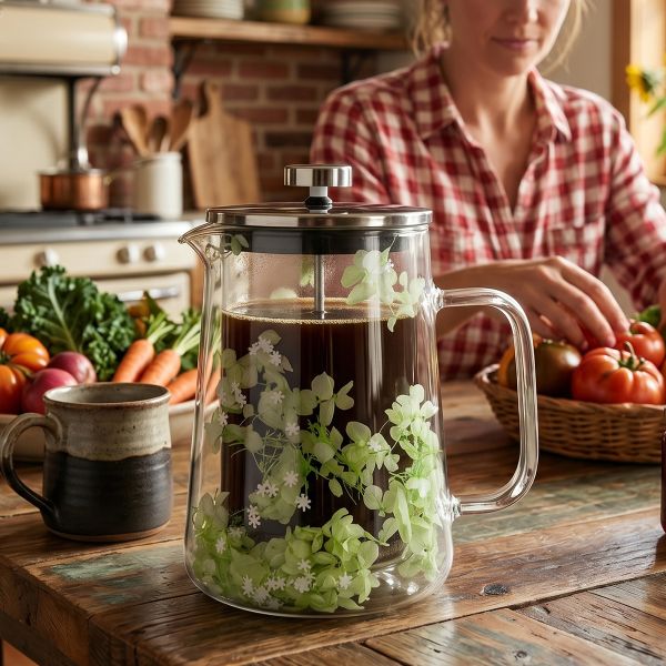 Borosilicate Glass Milk Frother French Press Tea Maker Filter Mesh Pot 350ml 600ml 1000ml