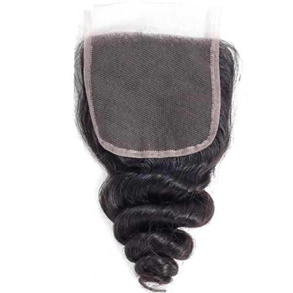 Human Hair Extension 4x4 Glueless Lace Closure Short Loose Wave Wig Remy Hair Grade