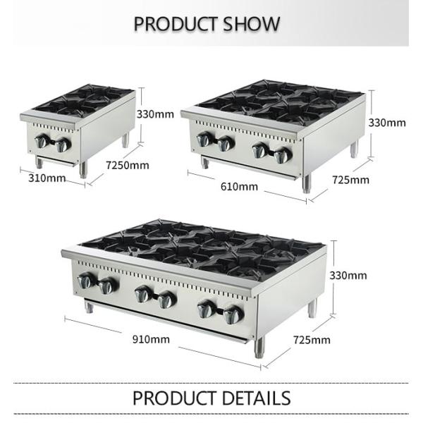6 Burner 24kw Counter Top Burner For Restaurant