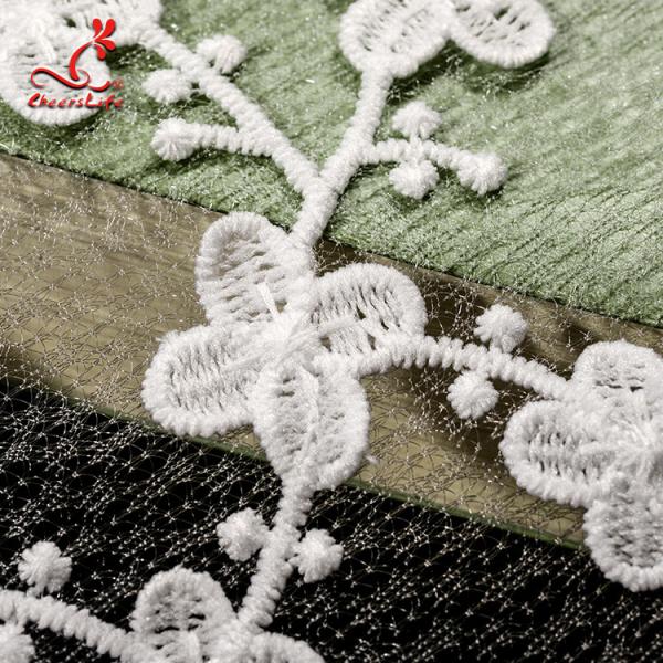 Вышитый 100% полиэстер шнурок Буссы ткани шнурка флористический для платья свадьбы с швейцарской сетью