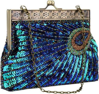 VINTAGE STYLE BEADED AND SEQUINED EVENING BAG WEDDING PARTY HANDBAG CLUTCH PURSE FOR WOMEN EVENING
