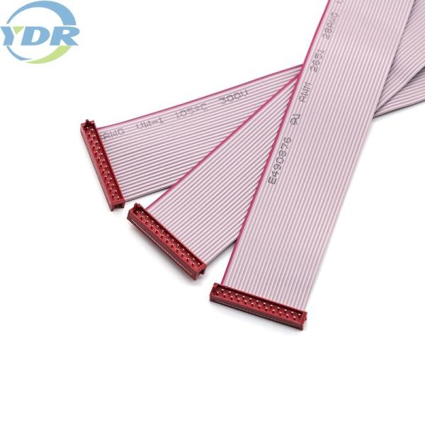 IDC 2.54mm Pitch Red 20Pin Customized Flat Cable UL2651 28AWG PVC Copper Material